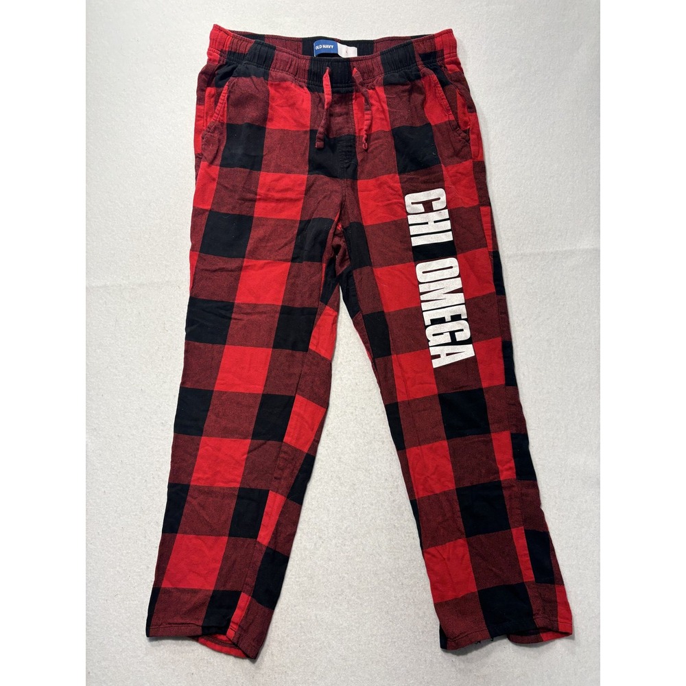 Old Navy Pyjama Pants Womens L Red Plaid Chi Omega Flannel Pjs Sleep College